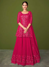 Load image into Gallery viewer, Pink Sequins Embroidered Lehenga Style Designer Suit fashionandstylish.myshopify.com