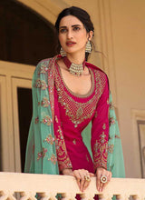 Load image into Gallery viewer, Pink and Aqua Designer Heavy Embroidered Lehenga fashionandstylish.myshopify.com