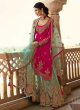 Load image into Gallery viewer, Pink and Aqua Designer Heavy Embroidered Lehenga fashionandstylish.myshopify.com