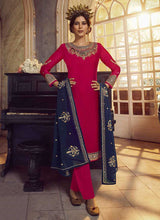 Load image into Gallery viewer, Pink and Blue Heavy Embroidered Lehenga/ Pant Style Suit fashionandstylish.myshopify.com