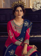 Load image into Gallery viewer, Pink and Blue Heavy Embroidered Lehenga/ Pant Style Suit fashionandstylish.myshopify.com