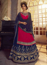 Load image into Gallery viewer, Pink and Blue Heavy Embroidered Lehenga/ Pant Style Suit fashionandstylish.myshopify.com