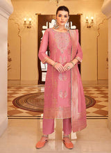 Load image into Gallery viewer, Pink and Gold Designer Embroidered Palazzo Suit fashionandstylish.myshopify.com