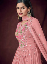 Load image into Gallery viewer, Pink and Gold Embroidered Anarkali Style Lehenga fashionandstylish.myshopify.com