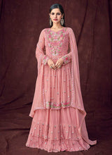 Load image into Gallery viewer, Pink and Gold Embroidered Anarkali Style Lehenga fashionandstylish.myshopify.com