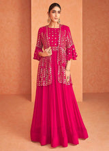 Load image into Gallery viewer, Pink and Gold Embroidered Jacket Style Anarkali Suit fashionandstylish.myshopify.com