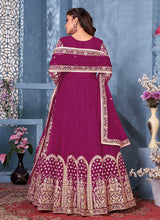 Load image into Gallery viewer, Pink and Gold Embroidered Kalidar Anarkali Suit fashionandstylish.myshopify.com