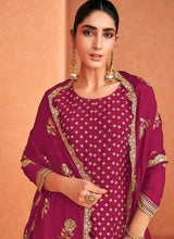 Load image into Gallery viewer, Pink and Gold Embroidered Sharara Style Suit fashionandstylish.myshopify.com