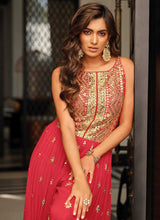 Load image into Gallery viewer, Pink and Gold Embroidered Western Jump Suit fashionandstylish.myshopify.com