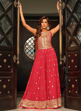 Load image into Gallery viewer, Pink and Gold Embroidered Western Jump Suit fashionandstylish.myshopify.com