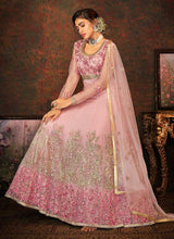 Load image into Gallery viewer, Pink and Gold Floral Embroidered Kalidar Anarkali fashionandstylish.myshopify.com