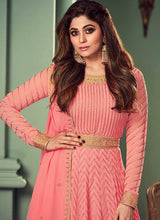 Load image into Gallery viewer, Pink and Gold Heavy Embroidered Gown Style Anarkali fashionandstylish.myshopify.com
