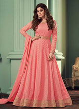 Load image into Gallery viewer, Pink and Gold Heavy Embroidered Gown Style Anarkali fashionandstylish.myshopify.com
