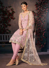 Load image into Gallery viewer, Pink and Gold Heavy Embroidered Pant Style Suit fashionandstylish.myshopify.com