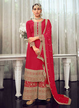 Load image into Gallery viewer, Pink and Gold Heavy Embroidered Stylish Palazzo Suit fashionandstylish.myshopify.com