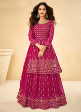 Load image into Gallery viewer, Pink and Gold Sequin Embroidered Indo Western Lehenga fashionandstylish.myshopify.com