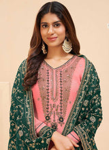 Load image into Gallery viewer, Pink and Green Embroidered Pant Style Suit fashionandstylish.myshopify.com