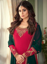Load image into Gallery viewer, Pink and Green Embroidered Sharara Style Suit fashionandstylish.myshopify.com