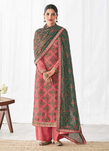 Load image into Gallery viewer, Pink and Green Embroidered Straight Pant Style Suit fashionandstylish.myshopify.com