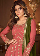 Load image into Gallery viewer, Pink and Green Heavy Embroidered Festive Wear Lehenga fashionandstylish.myshopify.com
