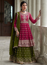 Load image into Gallery viewer, Pink and Green Heavy Embroidered Stylish Lehenga