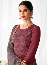 Load image into Gallery viewer, Pink and Grey Embroidered Straight Pant Style Suit fashionandstylish.myshopify.com