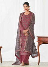 Load image into Gallery viewer, Pink and Grey Embroidered Straight Pant Style Suit fashionandstylish.myshopify.com