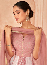Load image into Gallery viewer, Pink and White Embroidered Stylish Anarkali Suit