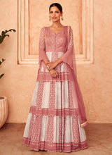 Load image into Gallery viewer, Pink and White Embroidered Stylish Anarkali Suit