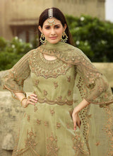 Load image into Gallery viewer, Pista Green Heavy Embroidered Sharara Style Suit fashionandstylish.myshopify.com