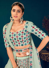 Load image into Gallery viewer, Pista Multicolor Heavy Embroidered Designer Lehenga Choli fashionandstylish.myshopify.com