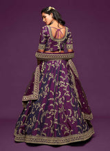 Load image into Gallery viewer, Purple And Gold Silk Embroidered Stylish Lehenga Choli fashionandstylish.myshopify.com