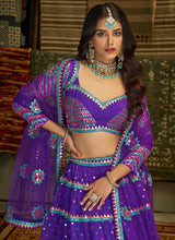 Load image into Gallery viewer, Purple And Gold Stylish Embroidered Lehenga Choli