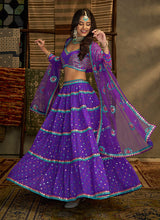 Load image into Gallery viewer, Purple And Gold Stylish Embroidered Lehenga Choli