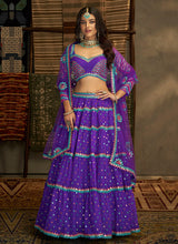 Load image into Gallery viewer, Purple And Gold Stylish Embroidered Lehenga Choli