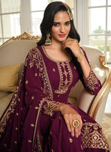 Load image into Gallery viewer, Purple Color Heavy Embroidered Gharara Style Suit
