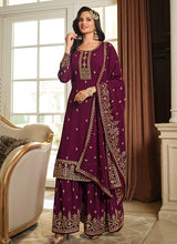 Load image into Gallery viewer, Purple Color Heavy Embroidered Gharara Style Suit