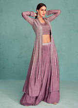 Load image into Gallery viewer, Purple Colour Embroidered Jacket Style Lehenga