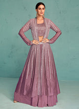 Load image into Gallery viewer, Purple Colour Embroidered Jacket Style Lehenga