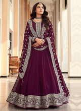 Load image into Gallery viewer, Purple Embroidered Designer Anarkali Suit