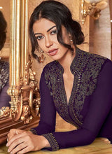 Load image into Gallery viewer, Purple Embroidered Plazzo Style Suit fashionandstylish.myshopify.com