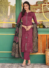 Load image into Gallery viewer, Purple Embroidered Straight Pant Style Suit fashionandstylish.myshopify.com