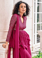 Load image into Gallery viewer, Purple Embroidered Stylish Sharara Style Suit fashionandstylish.myshopify.com