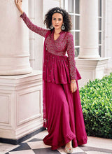 Load image into Gallery viewer, Purple Embroidered Stylish Sharara Style Suit fashionandstylish.myshopify.com