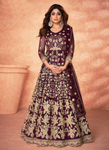 Load image into Gallery viewer, Purple Floral Embroidered Stylish Kalidar Anarkali fashionandstylish.myshopify.com