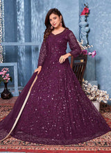 Load image into Gallery viewer, Purple Floral Heavy Embroidered Gown Style Anarkali fashionandstylish.myshopify.com