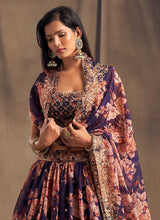 Load image into Gallery viewer, Purple Floral Printed Stylish Embroidered Lehenga Choli fashionandstylish.myshopify.com