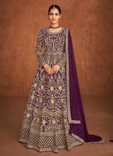 Load image into Gallery viewer, Purple Heavy Embroidered Designer Gown Style Anarkali fashionandstylish.myshopify.com
