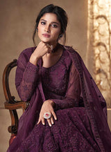 Load image into Gallery viewer, Purple Heavy Embroidered Gown Style Anarkali Suit fashionandstylish.myshopify.com