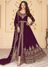 Load image into Gallery viewer, Purple Heavy Embroidered High Slit Style Anarkali fashionandstylish.myshopify.com